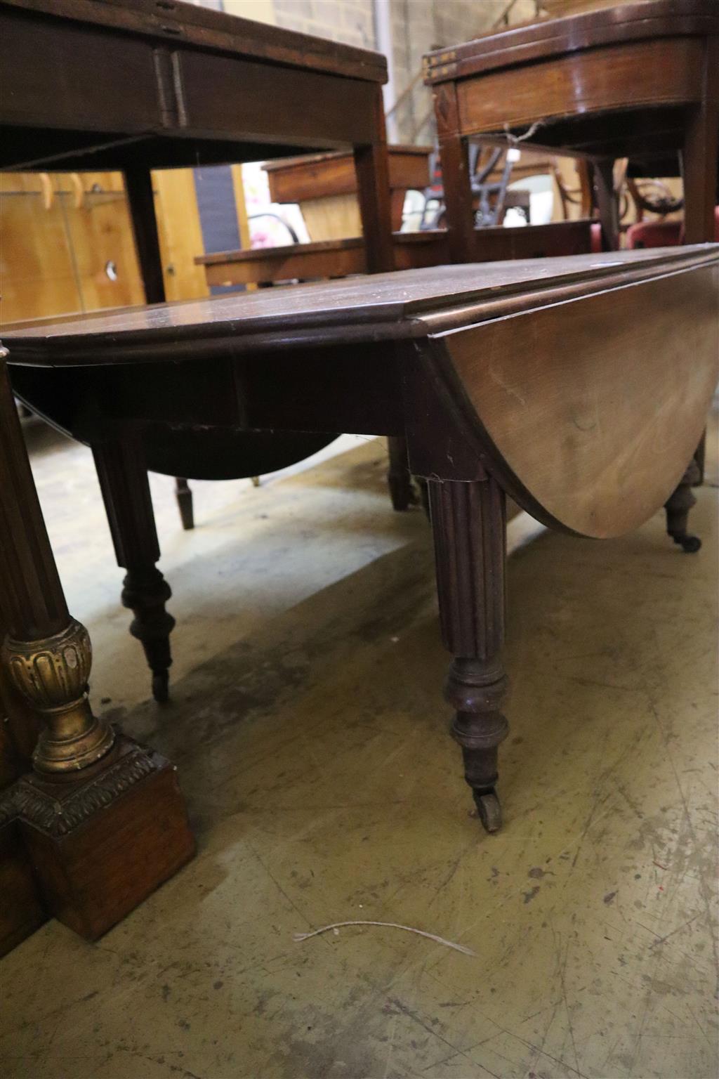 A small Victorian drop leaf table, width 96cm, depth 50cm, height 41cm